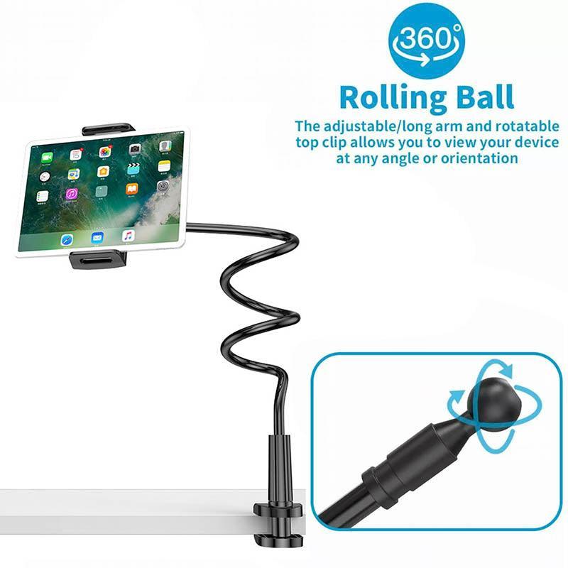 Adjustable Flexible Phone Tablet Holder with Clamp for Bed Desk Mount Use