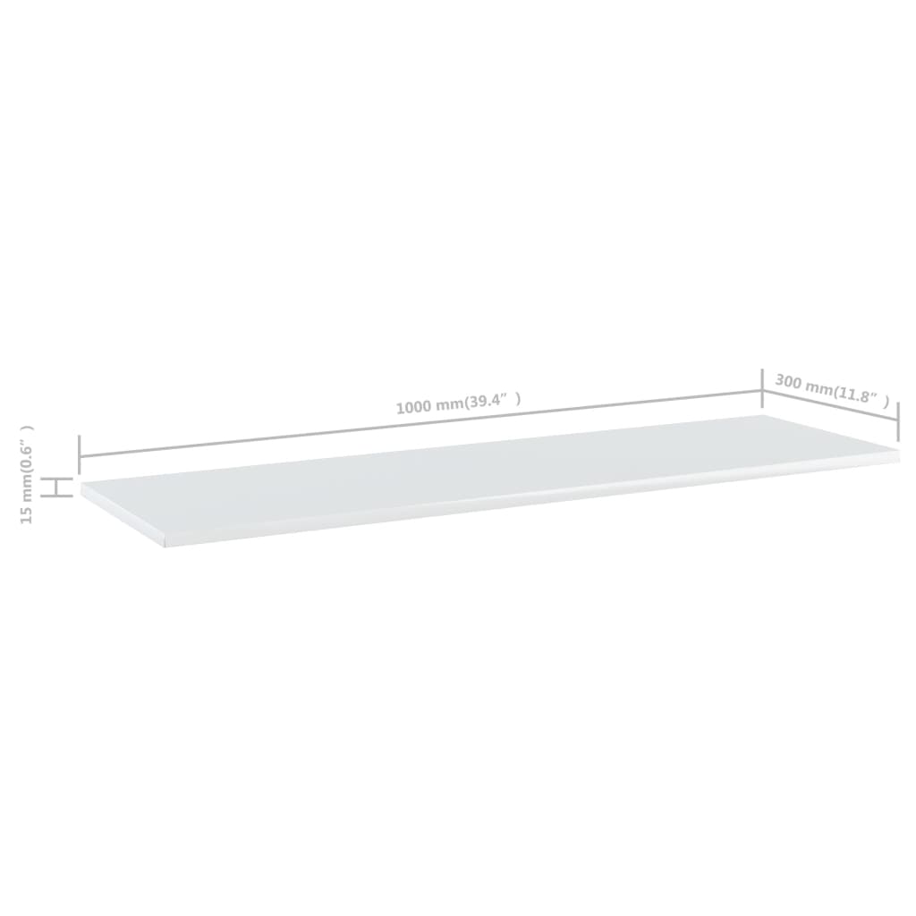 NNEVL Bookshelf Boards 4 pcs High Gloss White 100x30x1.5 cm Chipboard