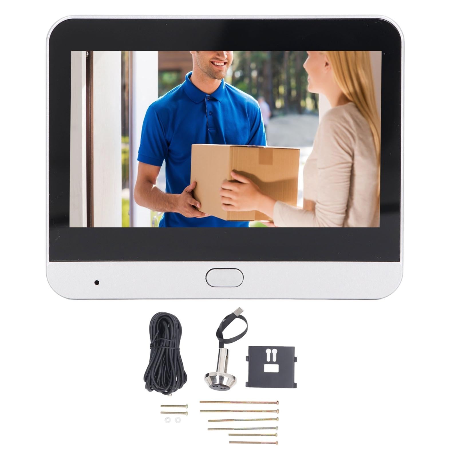 NNEDSZ 1080P Wifi Smart Cat Eye Video Doorbell With 4.3 Colour Screen And Hidden Graffiti Design - Black