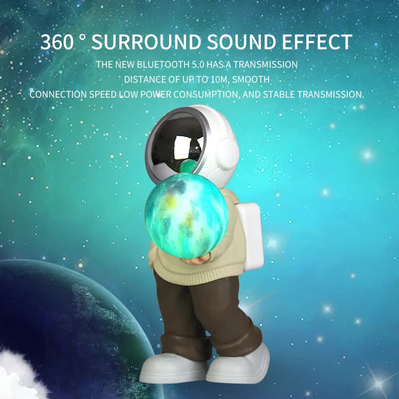 NNEDSZ Holding the dreamy starry sky (black top + red pants) Creative Astronaut Bluetooth Speaker with 3D Starry Sky Lighting, Portable Wireless Moon Lamp Speaker - Perfect Gift for Space Enthusiasts