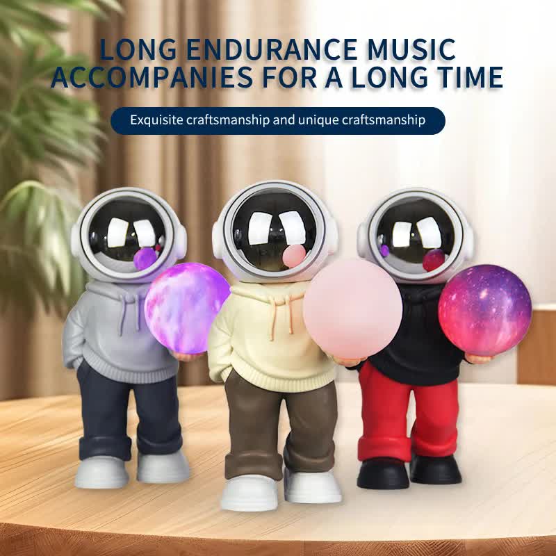 NNEDSZ Holding the dreamy starry sky (black top + red pants) Creative Astronaut Bluetooth Speaker with 3D Starry Sky Lighting, Portable Wireless Moon Lamp Speaker - Perfect Gift for Space Enthusiasts